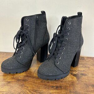 Grey Fabric Steve Madden Heeled Boots